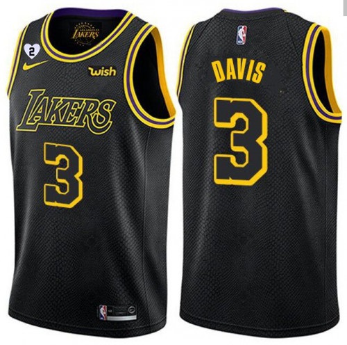 Men's Los Angeles Lakers #3 Anthony Davis With Gigi Patch Black Stitched Jersey Men's Los Angeles Lakers #3 Anthony Davis With Gigi Patch Black Stitched Jersey